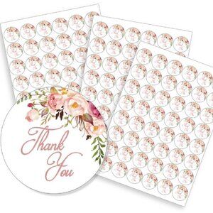 Floral Thank You Stickers 1.5" - Thank You Notes, Packaging / Order Stickers